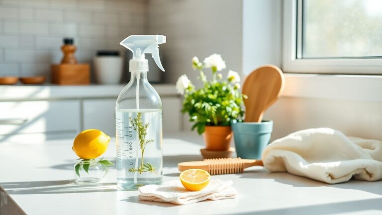 Umweltfreundliche Reinigungsmittel auf einer Küchenarbeitsplatte.