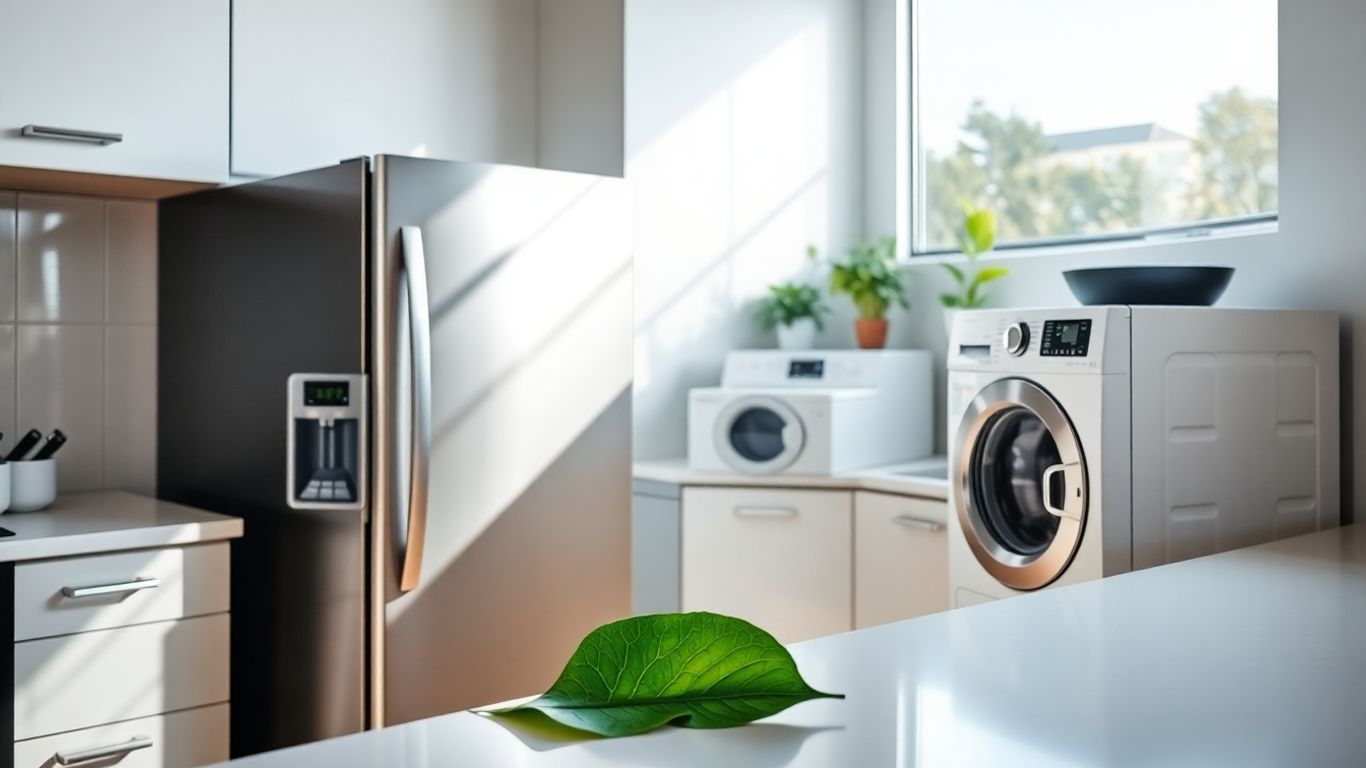 Energieeffiziente Haushaltsgeräte in einer modernen Küche.