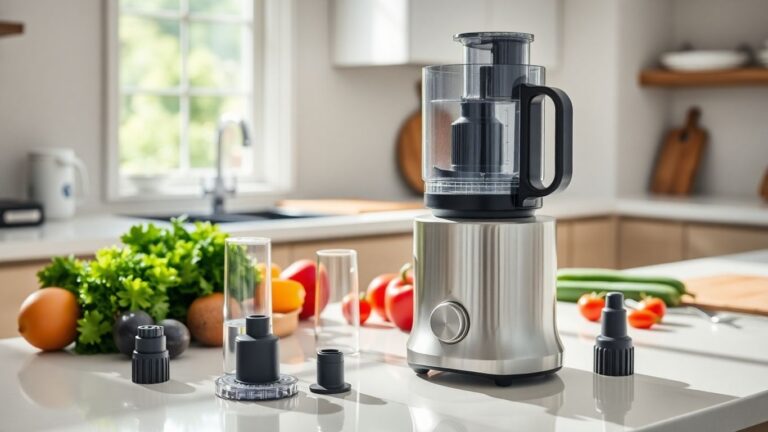 Küchenmaschine mit Zubehör auf Küchentheke