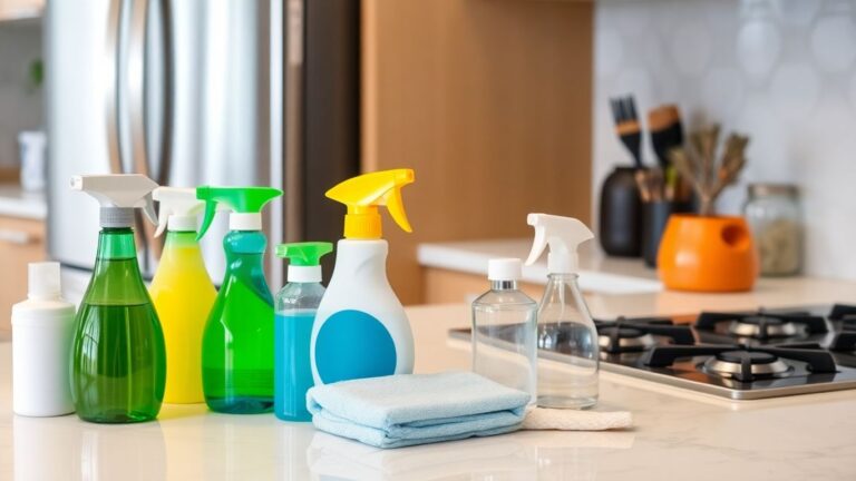 Reinigungswerkzeuge neben Haushaltsgeräten