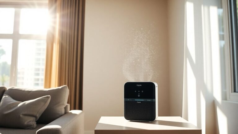 Luftreiniger im modernen Wohnzimmer mit Sonnenlicht