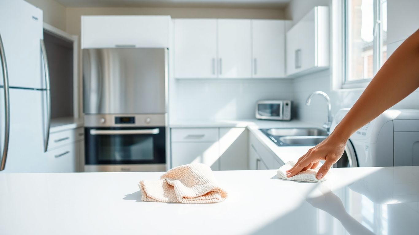 Saubere Haushaltsgeräte in einer sonnigen Küche