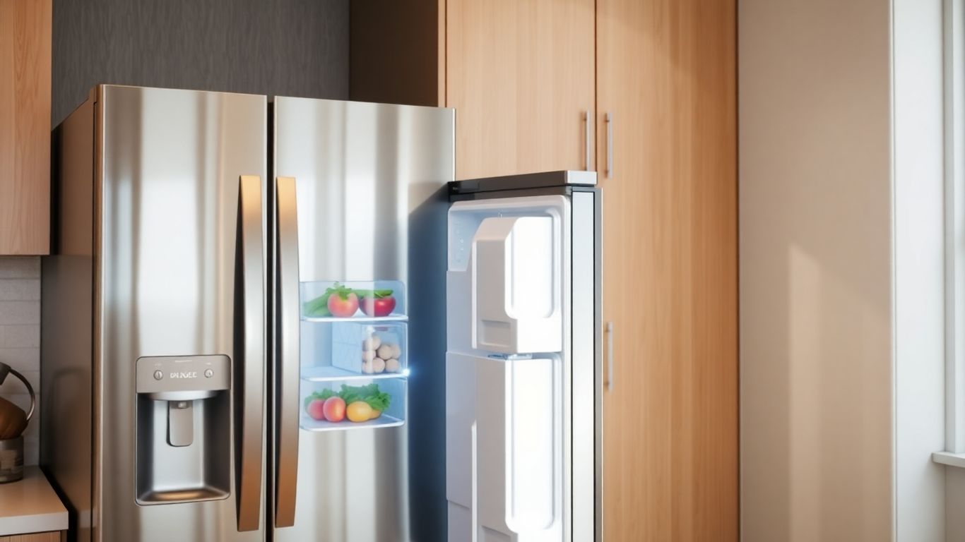 Kühlschrank mit Gefrierfach in einer Küche