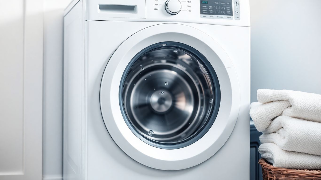 Waschmaschine mit Wassertropfen auf der Glastür.